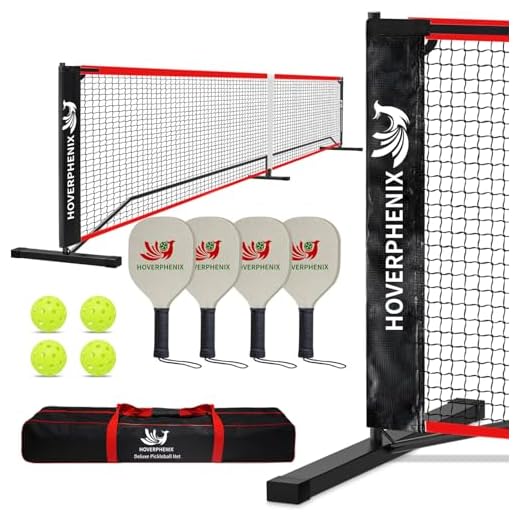 Hoverphenix Driveway Portable Pickleball Set with Paddles, Balls, Carry Bag, and Weather Resistant Net System