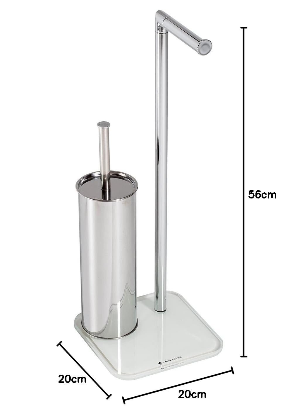 Soporte de pie para escobilla y toallas, de cristal blanco - Mod.Zero