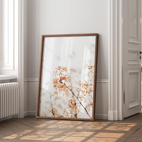 Image of 24x30 Poster Frame, USA-Sourced Natural Walnut Wood Picture Collage Frame with HD Tempered Glass, Modern Simple 24 x 30 Wooden Photo Frame Matted to 18x24, Vertical & Horizontal Wall Hanging Display