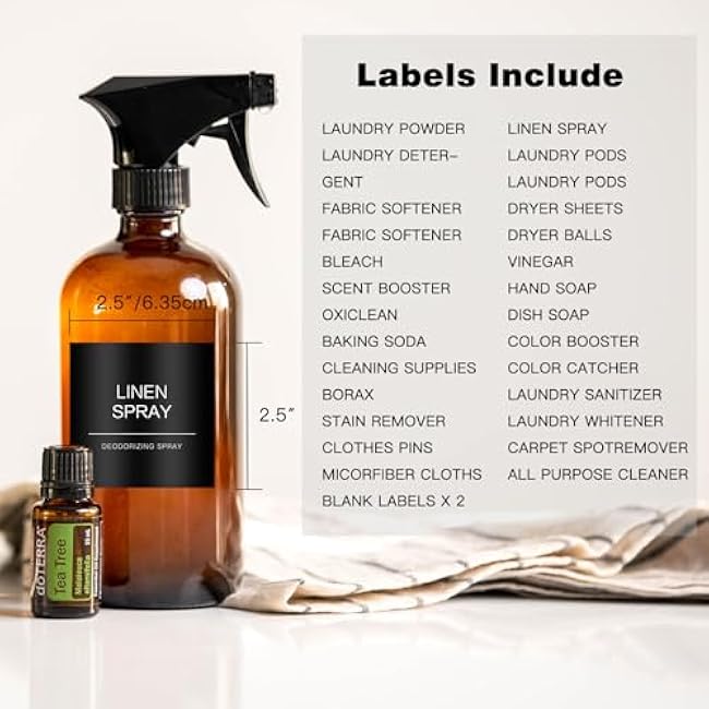 Minimalist Laundry Room Labels£¬30 Matte Waterproof Labels for Jars Spray Bottles and Detergent Dispensers, Preprinted Laundry Room Organization Labels Set(Black), Large, TCD-87