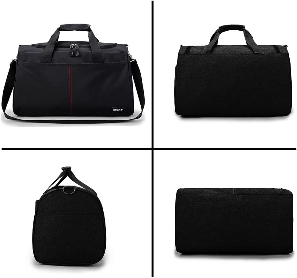 Rojeam Travel Duffle Bags Overnight Weekend Bag Holdall Bag Carry On Luggage for Unisex Men Women, Black - Image 3