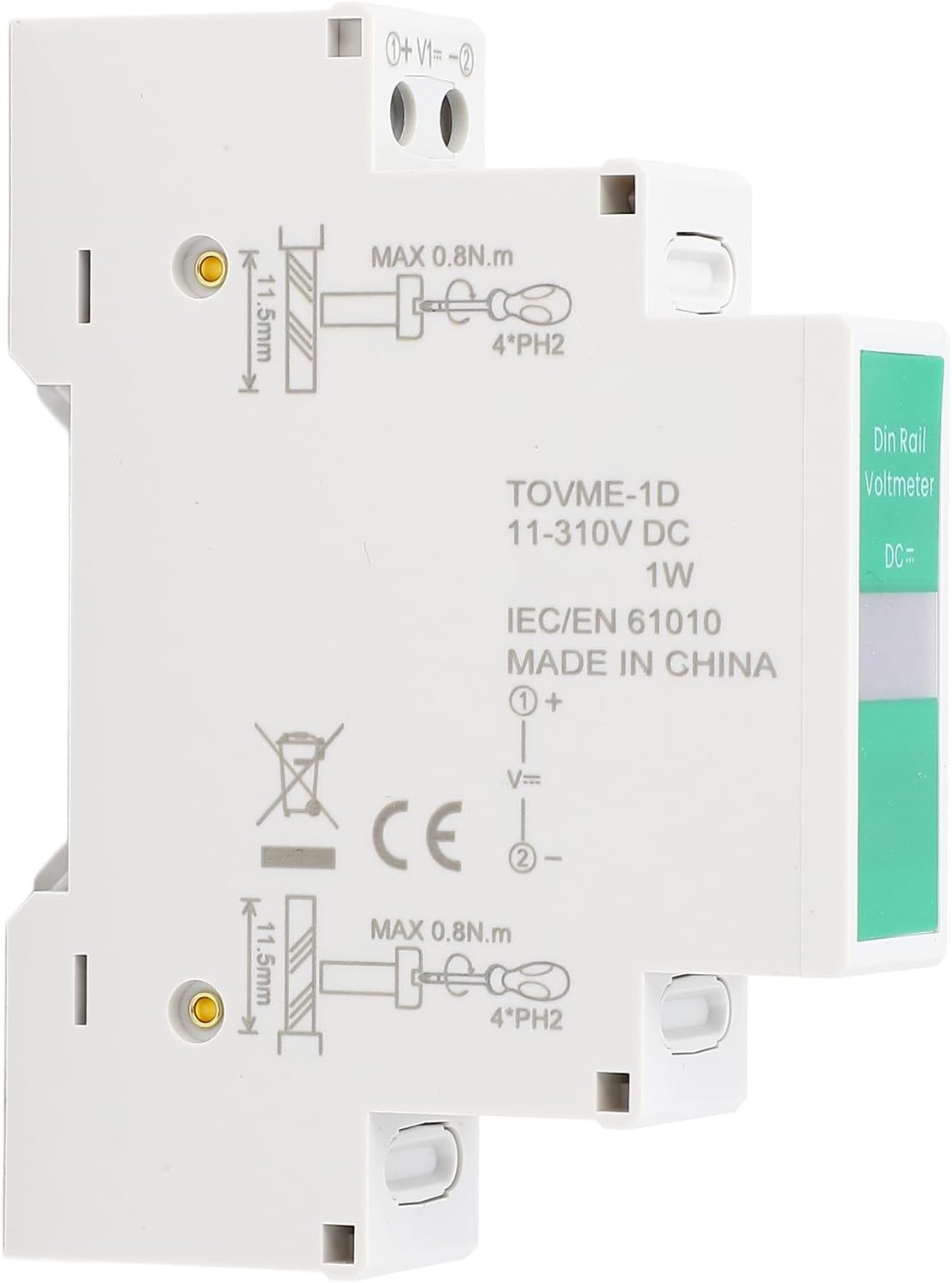 DC Voltage Meter LED Digital Display Switching Output DIN Rail Mount Voltmeter Electrical Instrument 11V‑310V