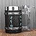 KTOTKMOTA Nordic Viking Rune Hammer Mug, Stainless Steel Liner Resin Beer Tankard Stein, Norse Decor Imitation Wood Coffee Milk Juice Cup 20OZ