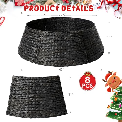 8-teiliges Rattan-Weihnachtsbaum-Halsband – 106,7 cm rustikaler Bauernhaus-Baumrock… – Ansicht 6