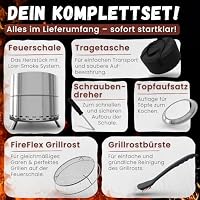 Heimfleiss® Rauchfreie Feuerschale Edelstahl Ø50cm - Grillrost | Silbe – Ansicht 8