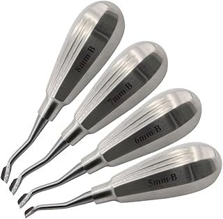 Winged Dental Elevator Set of 4 with 5mm to 8mm Back Bent Tip Having Short Handle