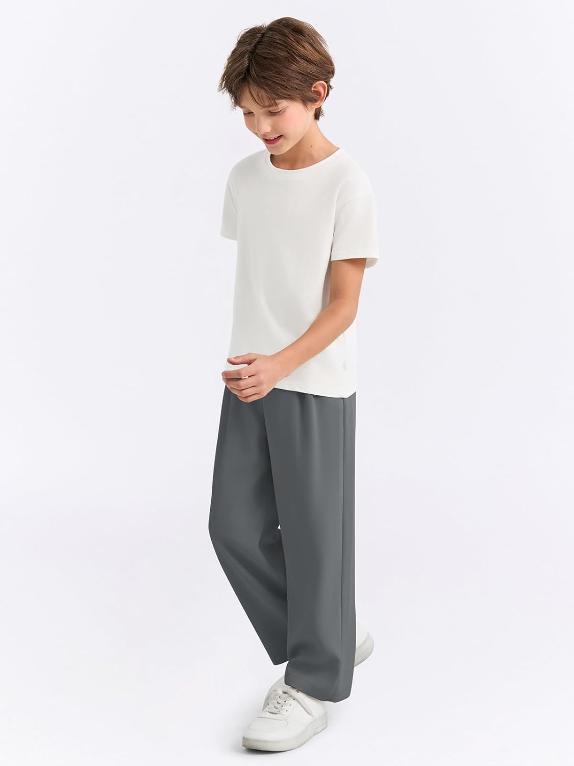 Haloumoning Boys Dress Pants Kids High Waisted Wide Leg Uniform Pants Casual Trousers with Pockets 5-14 Years - Image 5
