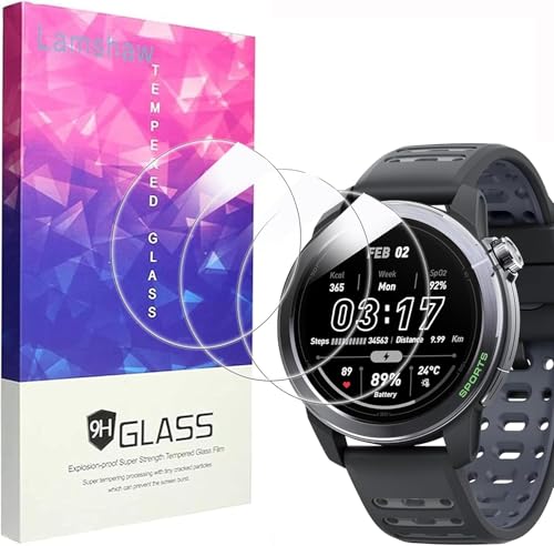 Blueshaweu 3 piezas de vidrio templado compatible con reloj Mibro GS Active 2, protector de pantalla de vidrio templado de alta resolución compatible con Mibro GS Active 2 46 mm 1.32 pulgadas (vidrio)