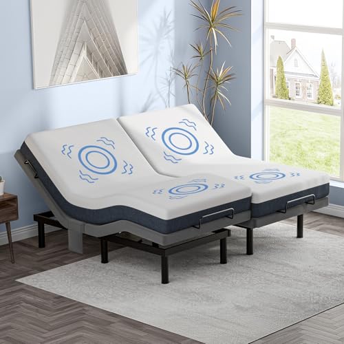 OTDMEL Split King Adjustable Bed Frame with Massage & Remote