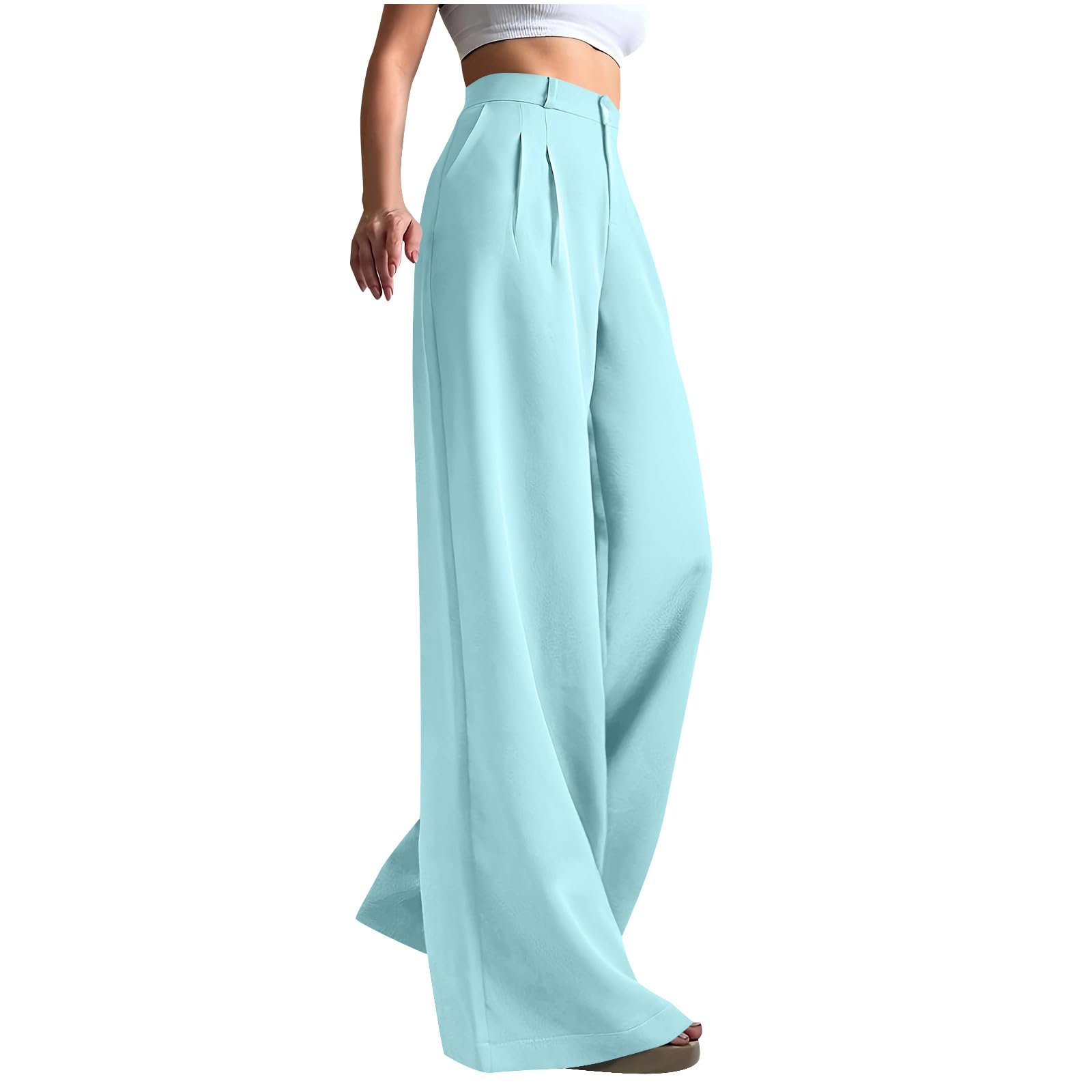 Women Wide Leg Pants High Waisted Dress Pants Business Casual Office Work Trousers Pants with Pockets
