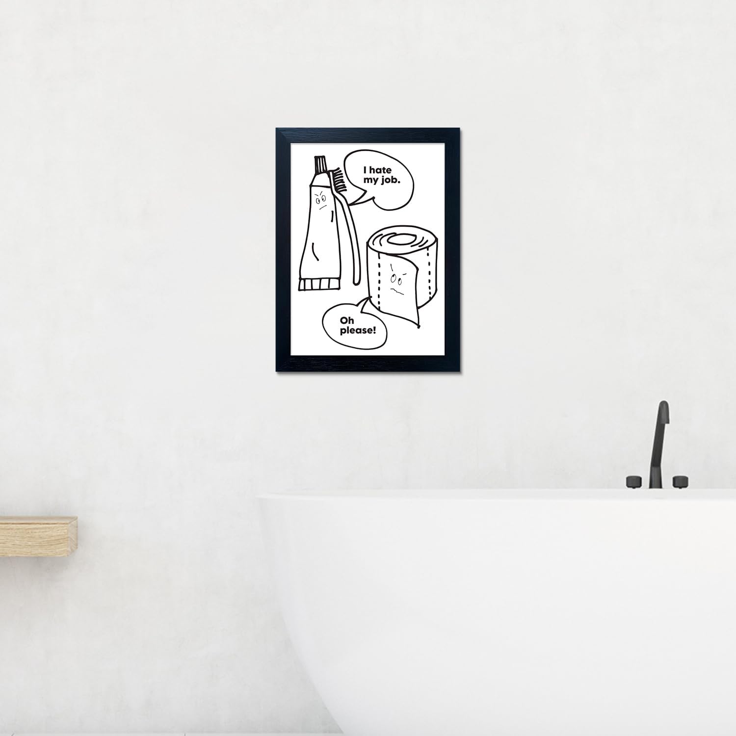 Black and White Bathroom Wall Decor Funny Bathroom Quote Wall Art Framed Cute Canvas Print Pictures Artwork for Wall - Image 4