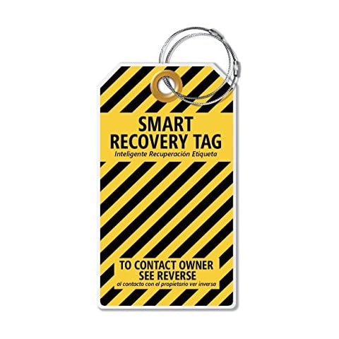 Dynotag Web Enabled Smart ID Tag, PROTAGZ Series MEGA Size Luggage Tag w. Double Steel Loops with DynoIQ & Lifetime Recovery Service (Bumblebee) Cover