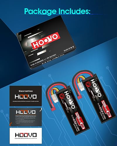 HOOVO 3S Lipo Battery 11.1 V 5200mAh 80C Hard Case Lipo Batteries with T Plug RC Battery for RC Car Truck Heli Plane Rock Crawler Airplane Helicopter Boat (2 packs) - Image 6