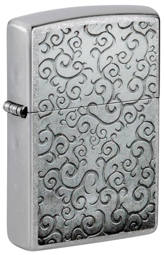Image of Zippo Vines Windproof Lighter - Engraved Floral Vine Pattern on Brushed Chrome, Refillable, (BIS Certified)