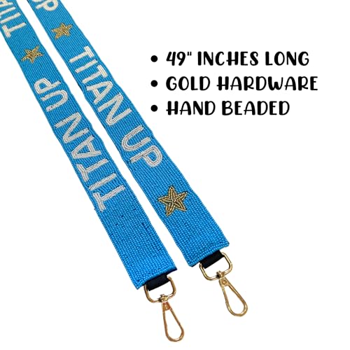 Light Blue with White Letters Yellow Stars Beaded Purse Strap Tennessee Football Game Day Clear Stadium Bag Gold Clasps4