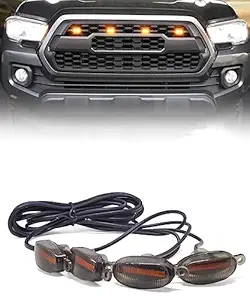 AUTOFASTERS Car Front Grill Daytime Running Light Led Raptor Style Off-Roading Light for All Car/Truck/SUV (Yellow) (Set of 4 Pcs)