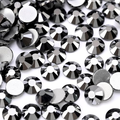 Image of Glue Fix Crystal Flatback Rhinestones Glass Diamantes Gems for Crafting Nail Art Crafts Decorations Clothes Shoes 2.4mm (ss8 2880pcs, Jet Hematite)