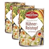 DREISTERN Hühnertopf mit Reis 400g | Leckerer Eintopf in der recyclebaren Konservendose | extra viel Einlage (Packung mit 3)