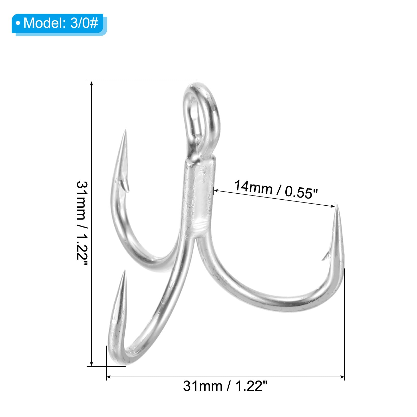 PATIKIL 3/0# Fishing Treble Hooks - Image 2