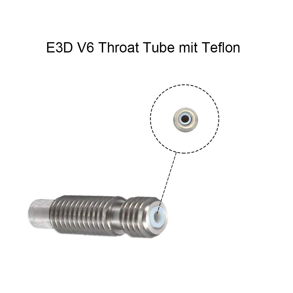 6-częściowy Heatbreak Throat Tube V6 1,75 mm stal nierdzewna z teflonem do filamentu 1,75 mm kompatybilny z E3D Hotends RepRap wytłaczarką Hotend drukarka 3D