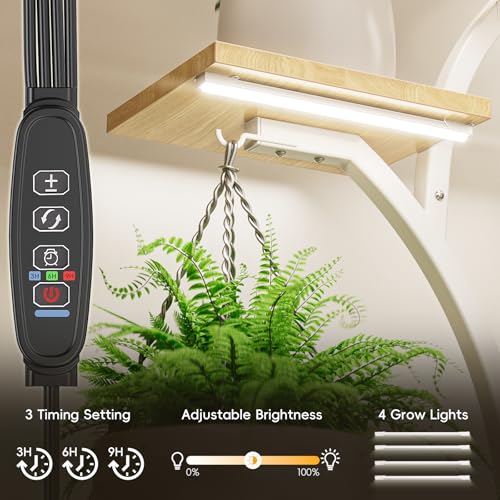 Image of Plant Stand Indoor with 4 Grow Lights - 63 inch Tall Plant Shelf- 8 Tiered Corner Plant Flower Stands Display Shelves for Home, Patio (White)