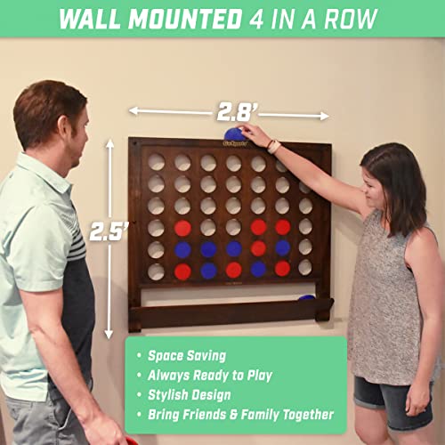 Image of GoSports Wall Mounted Giant 4 in a Row Game - Jumbo 4 Connect Family Fun with Coins