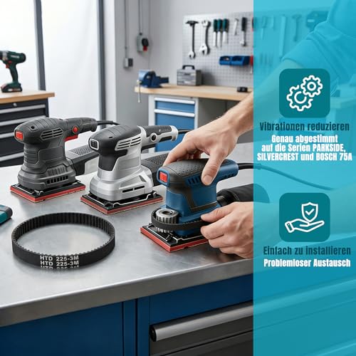 2 Stück HTD 225-3M-17 Bandschleifer Zahnriemen,Antriebsriemen Ersatzteil,Kompatibel mit BOSCH PBS75A GBS75A GBS75AE/PARKSIDE PEBS 900/SILVERCREST Schleifer