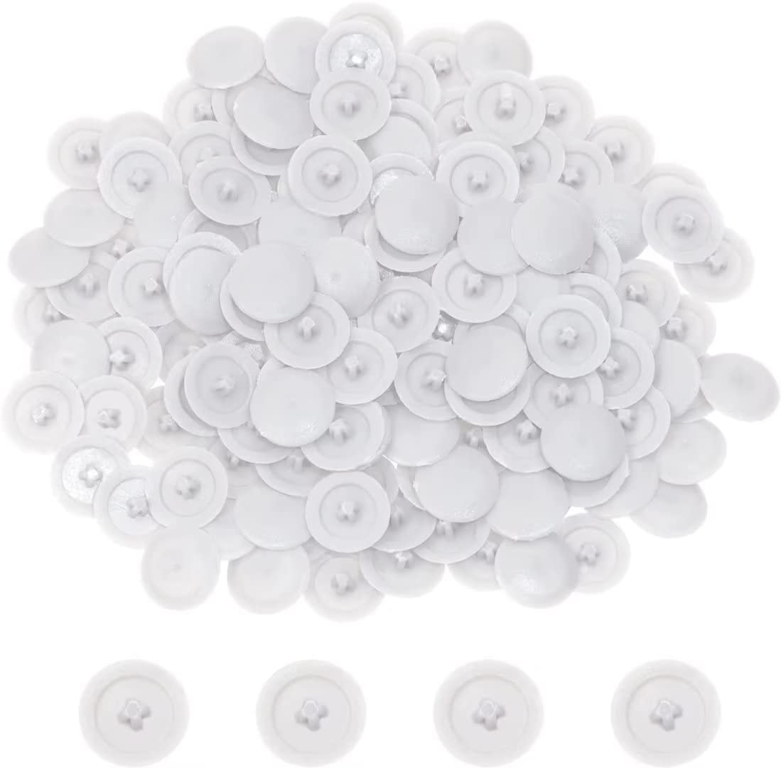 Mini Skater 200Pcs White Plastic Self-Tapping Screw Cap Covers, 7mm Diameter, Hard & Durable, Furniture Fittings