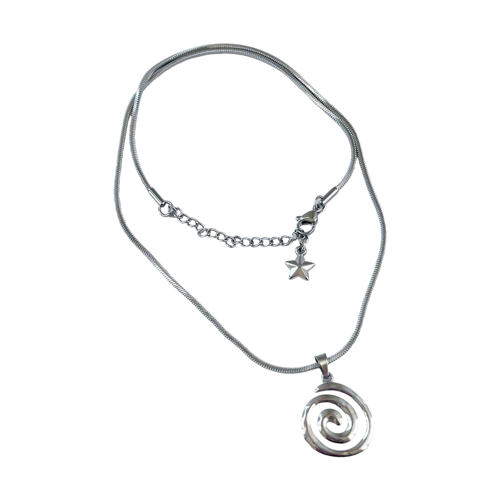 BWANGIAO Stylish Spirally Star Pendant Necklace Stainless Steel Jewellery Daily Wear Pendant Neck Chain For Women And Men