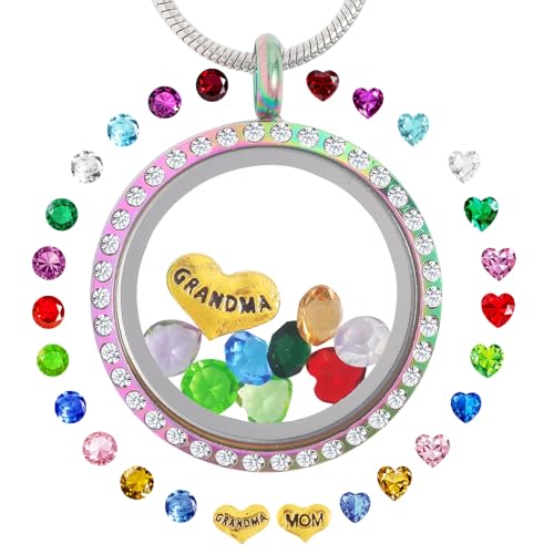 Collier pierre de naissance femme médaillon flottant