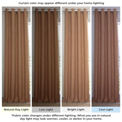 Image of HPD Half Price Drapes - Grommet Faux Linen Curtains for Living Room (1 Panel) - 50W X 108L - Textured Room Darkening Curtains for Bedroom 108 Inches Long - Drapes for Home Decor, Butterscotch