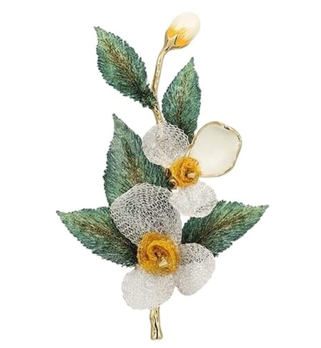 KYUSAR Brosche Broschen Rose Blume Brosche Damen Elegante Accessoires Handgemachte Faltung Besticktes Blatt Romantische Brosche Hochzeitsbankett Broschen FüR Kleidung