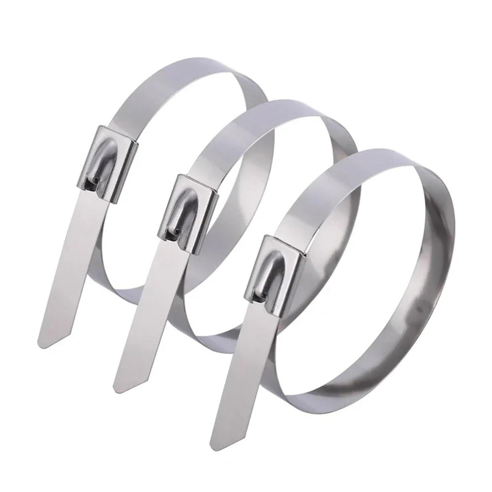 Metal Cable Ties Stainless Steel Cable Ties Reusable Self-Sealing Fastening Rings Metal Zip Cables Tie Organizer(4.6x200mm,50PCS)