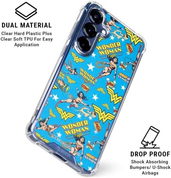 Skinit Clear Phone Case Compatible with Galaxy S25 - Officially Licensed DC Comics Wonder Woman Action Pose Pattern Design