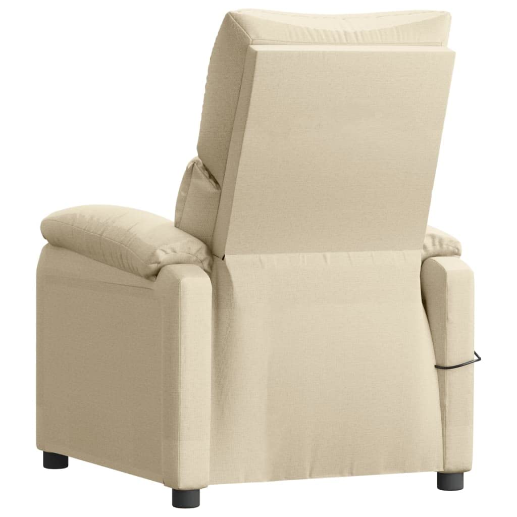 Poltrona massaggiante in tessuto color crema, con 6 punti di massaggio, funzione reclinabile manuale, funzionamento USB, schienale regolabile e poggiapiedi, per soggiorno, ufficio, camera da