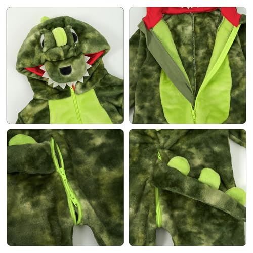 Disfraz bebé dinosaurio unisex de felpa con capucha miniatura 5