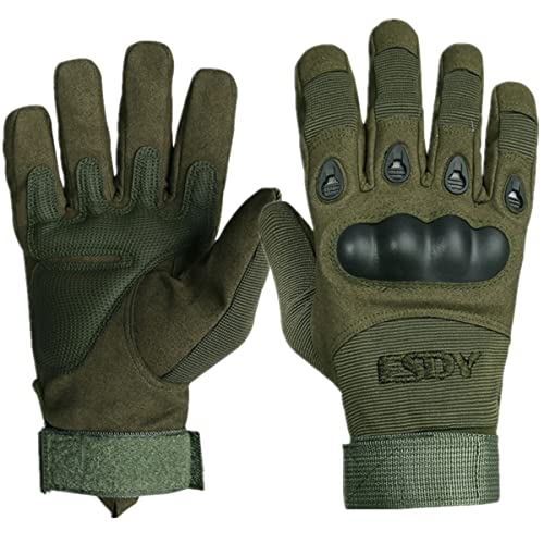 ESDY Guantes de moto para hombre, pantalla táctil de dedo completo, guantes de motociclista para deportes al aire libre, ciclismo, motocicleta, senderismo, escalada, esquí (L, verde)