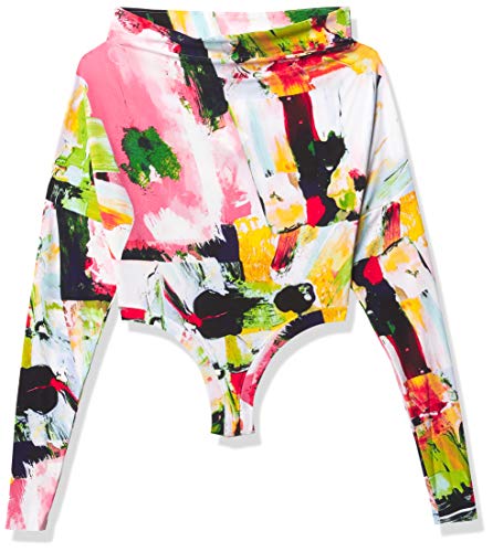 Norma Kamali Women's Off Shoulder All in ONE Bodysuit, Watermelon Splash, S/36