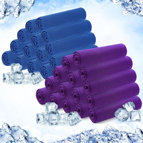 Hosuly 30 Pack Cooling Towels 40"x12", Dark Blue, Purple