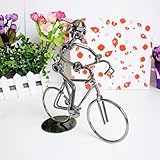 Hopbucan Silver Metal Retro Cyclists Model Iron Art Metal Bicycle Ornament A Man Riding Bike Statue Figurine for Home Library Desk Decoration - Image 3