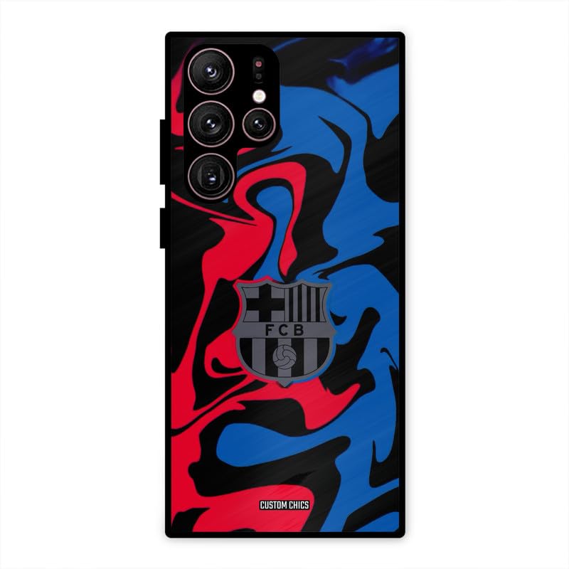 Image of PrintShield FC Barcelona Comic Back Cover for Samsung Galaxy S22 Ultra, Shockproof Printed Phone Case with Soft TPU Sides & Anti-Slip Grip