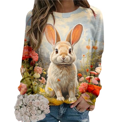 Sweatshirt femme col rond imprimé pull ajusté manches longues