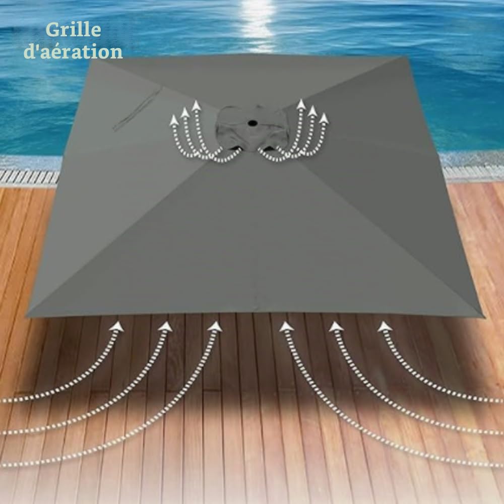 Auvent De Parapluie Déporté Carré Toile De Rechange Parasol De Jardin 8 Baleines 3x3m Couverture De Rechange pour Parasol Piscine Jardin Marché(Red,3x3m (9.8x9.8ft))