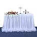 leegleri White Tulle Table Skirt, 6FT Rectangle, LED Light, Wedding & Baby Shower