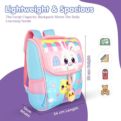 Image of Storite School Bag forKids 8L (2-5 Years)| Cute Bunny Design Lightweight Toddler Backpack| Nursery & Preschool Cartoon Backpack with Front Pocket
