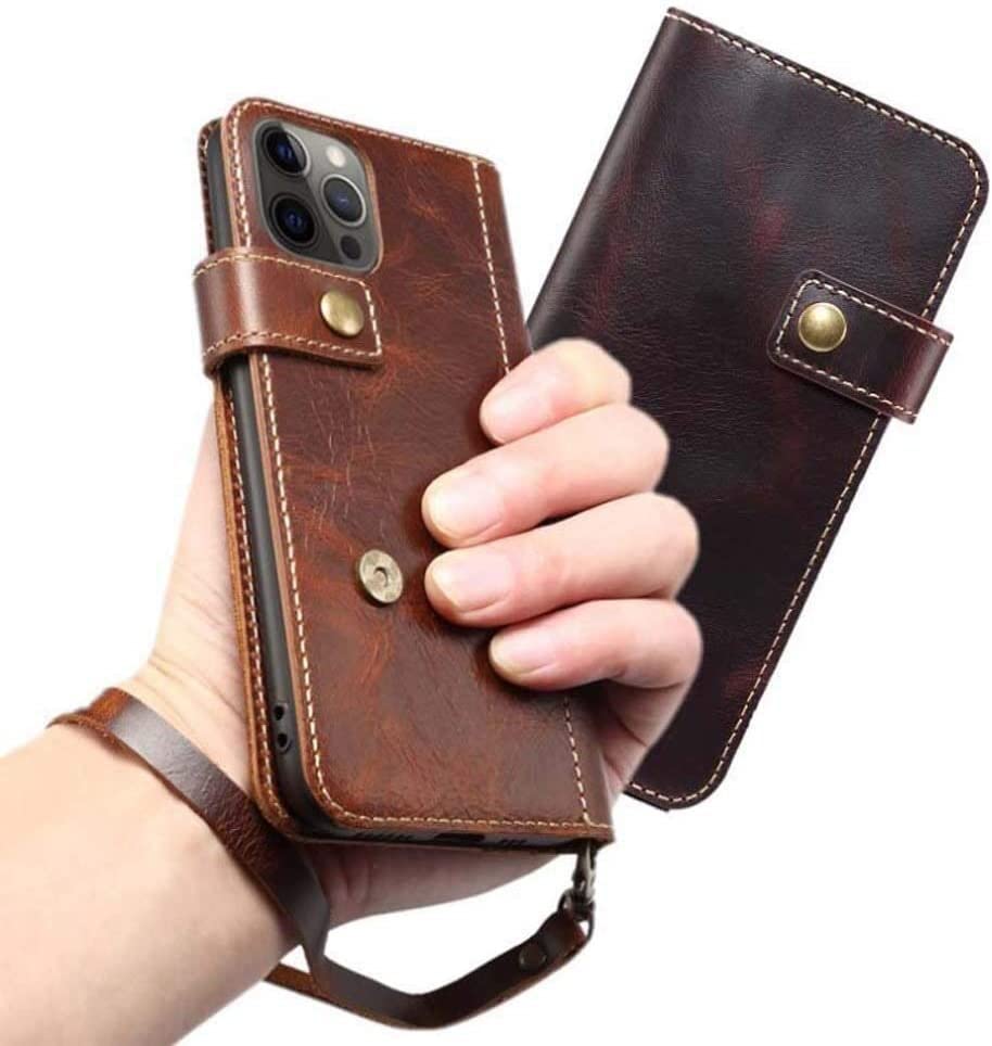 Funda de cuero con tapa para iPhone 12 Mini BANDKIT estilo ejecutivo marrón 3