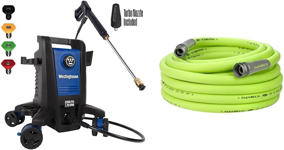 Westinghouse ePX3100 Electric Pressure Washer & Flexzilla Garden Hose 5/8 in. x 50 ft, Heavy Duty, Lightweight, Drinking Water Safe, ZillaGreen - HFZG550YW-E