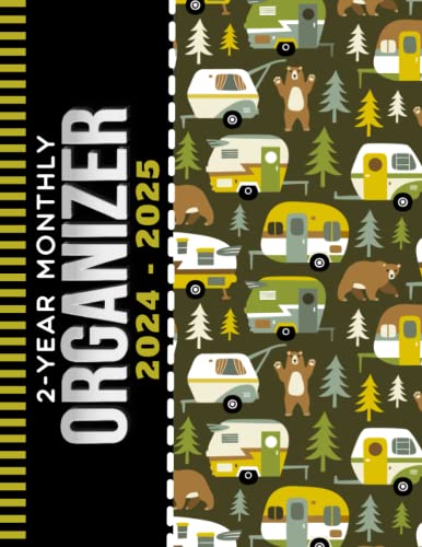 2-Year Monthly Organizer 2024-2025: 8.5x11 Large Dated Monthly Schedule With 100 Blank College-Ruled Paper Combo / 24-Month Life Organizing Gift / Camping RV Travel Camper Art Pattern Cover