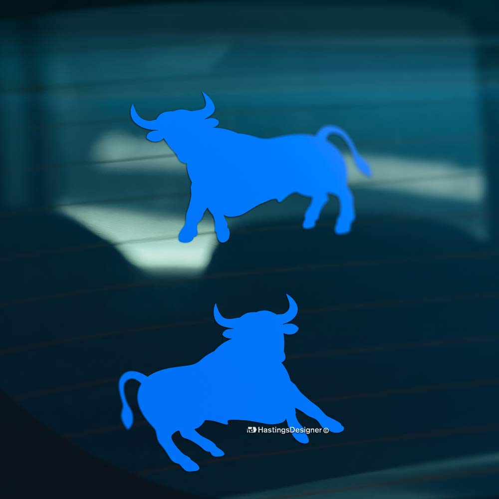 HastingsDesigner2x EL TORO NEGRO Spanish Bull Car Van Window Laptop Vinyl Decal Stickers (Blue)