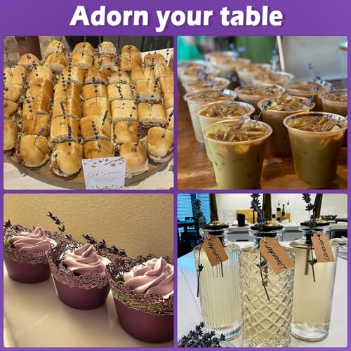 Image of 80+ Edible Lavender Sprigs for Drinks & Cocktails, Culinary Grade Purple Lavender Sticks for Baking, Tea, Cake, Decoration - Food-Grade Garnish for Beverages, Desserts & Gifts